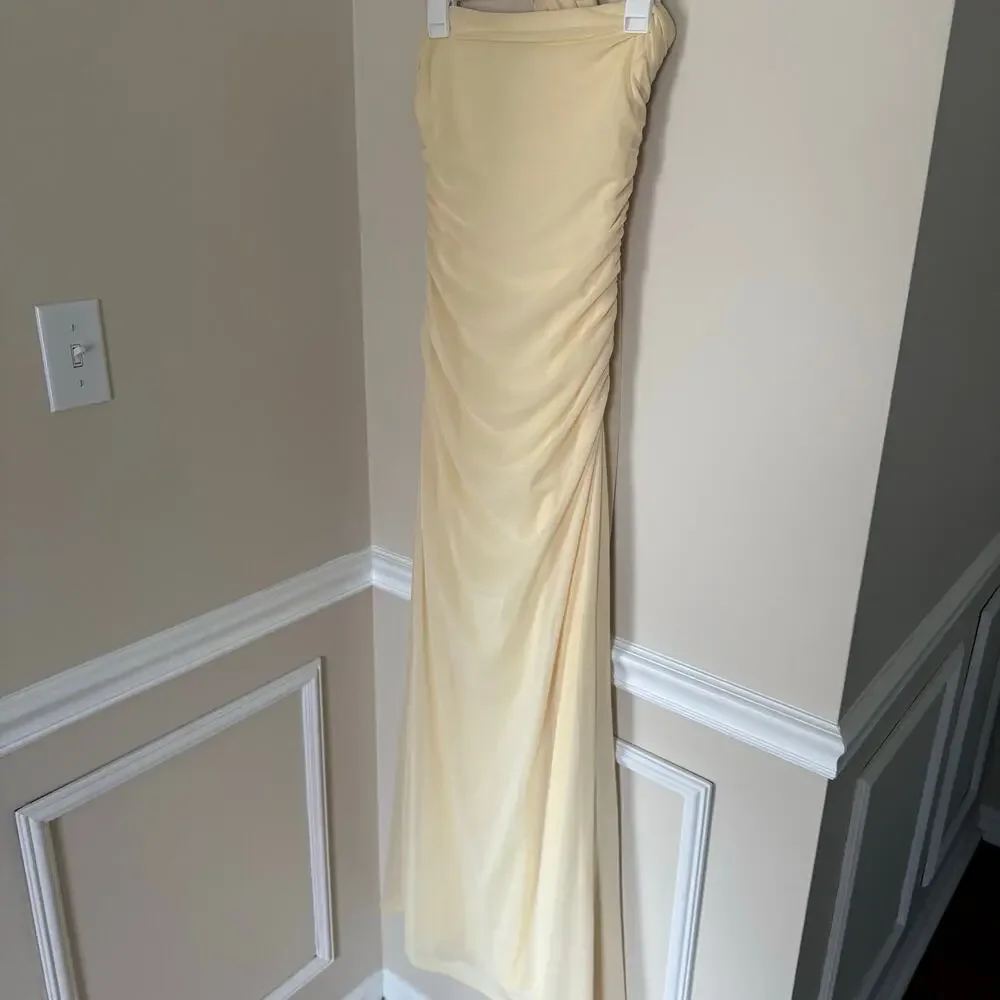 Pepper Mayo Yellow Songbird Maxi Dress Ruched Detail Summer Preppy Formal Prom - Picture 7 of 13